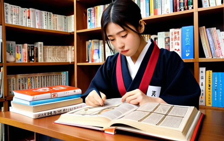 **A student studying diligently in Japan, surrounded by books and notes, with a JLPT certificate displayed prominently.** (Focus: Education, language proficiency, Japanese culture)