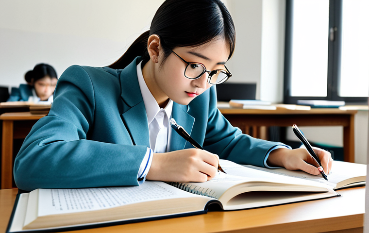 **
A focused student studying for the JLPT exam, surrounded by textbooks and practice tests. They are wearing modest clothing and working diligently at a desk in a well-lit study room. Safe for work, appropriate content, fully clothed, professional, perfect anatomy, natural proportions, high quality.
**