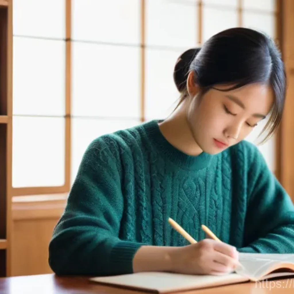 JLPT와 일본어 초급 어휘 학습 노하우 - **"Focused Japanese Language Study Session"**
A serene and well-lit close-up shot of a young adu...